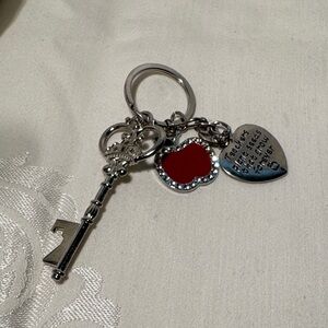 Teacher Chic Silver Keychain with Red Heart Charm